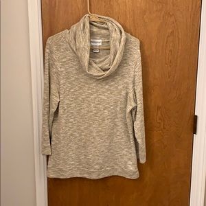 Cowl neck 3/4 sleeve sweater by Rebecca Malone.